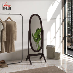 Floor Standing Mirror Full Length Mirror with Adjustable Angle Oval Frame for Dressing Room Bedroom Living Room Coffee - Gallery Canada