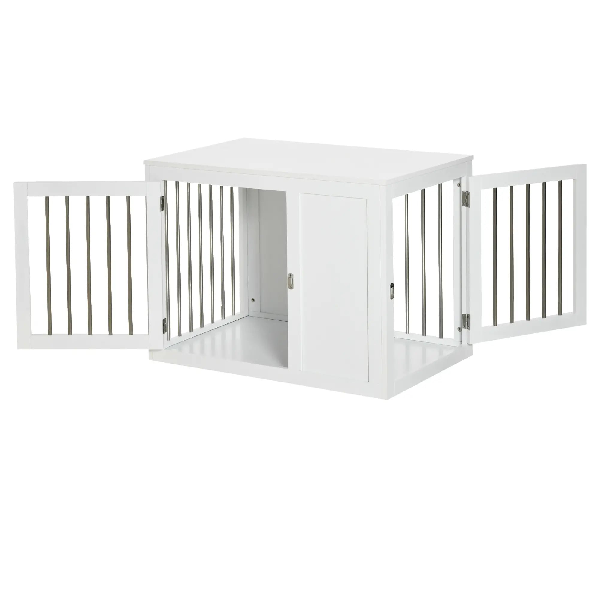 2-in-1 Dog Cage and Side Table, Two Lockable Doors, Medium Size, White Houses, Kennels & Pens at Gallery Canada