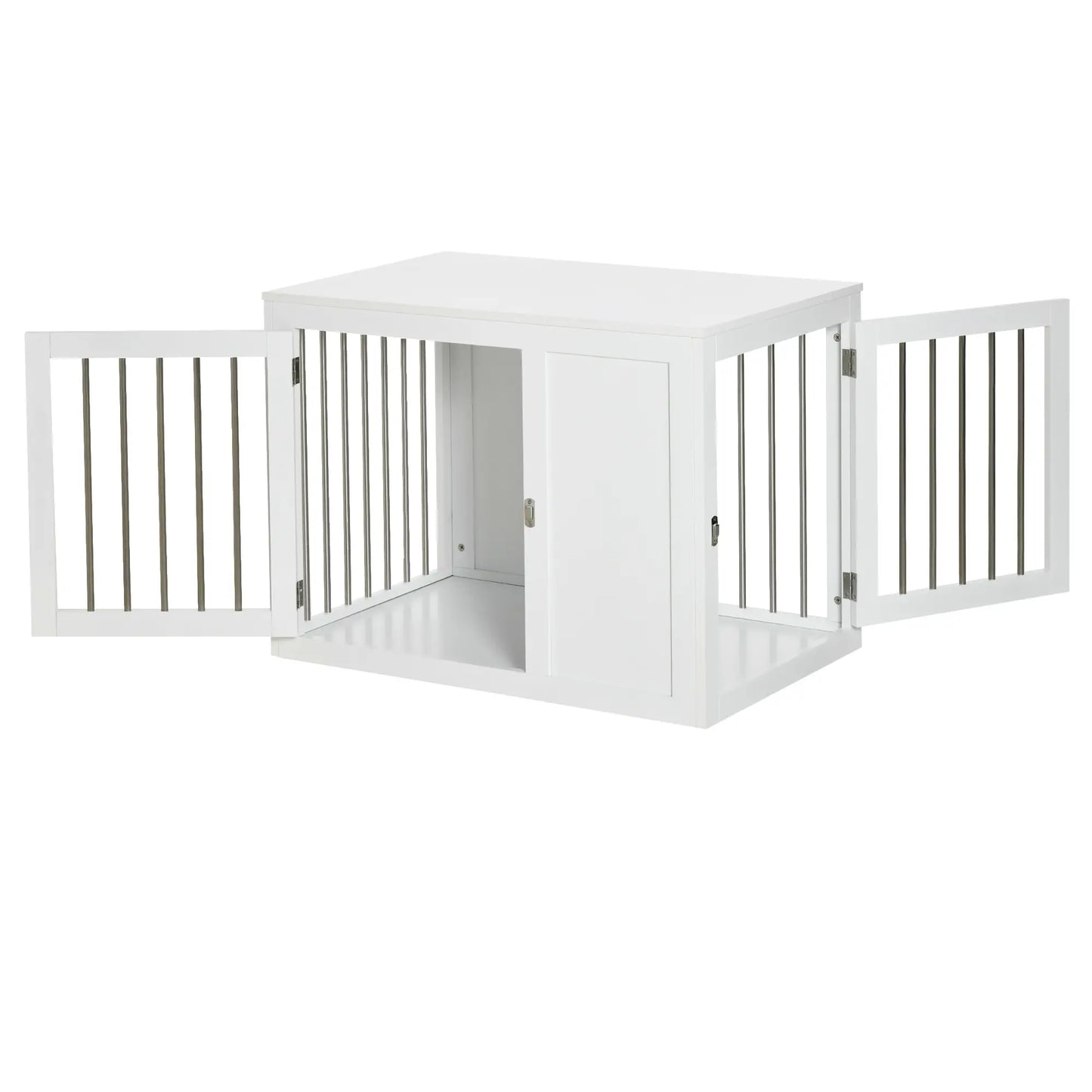 2-in-1 Dog Cage and Side Table, Two Lockable Doors, Medium Size, White Houses, Kennels & Pens at Gallery Canada