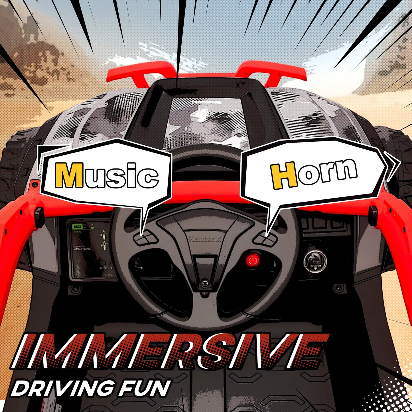 12V Ride On Truck, KAWASAKI TERYX KRX 2WD Kids Electric Car, Red Electric Toy Cars at Gallery Canada