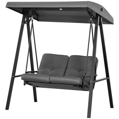 2-Seater Outdoor Swing with Canopy, Patio Chair, Dark Grey Patio Swings with Stand Dark Grey at Gallery Canada