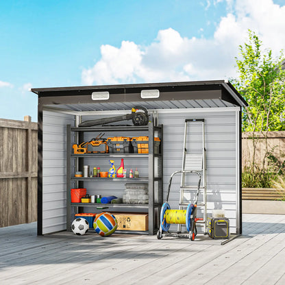 8 x 4FT Galvanized Metal Garden Storage Shed, Double Doors, 2 Vents, Teak Sheds at Gallery Canada