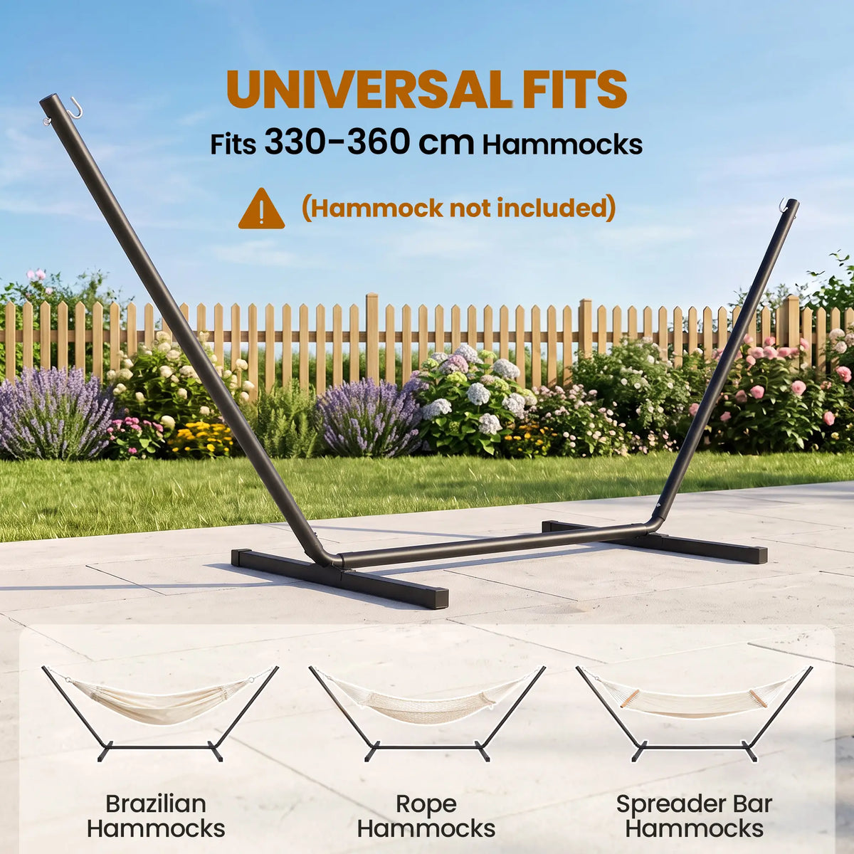 11.8'L Heavy Duty Hammock Stand, Fits 10.8'-11.8' Hammocks, Black Hammock Stands at Gallery Canada