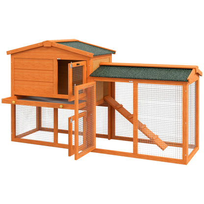 Two-Level Rabbit Hutch, Small Animal House, Pet Bunny Cage, Outdoor Run Rabbit Hutch Orange and green at Gallery Canada