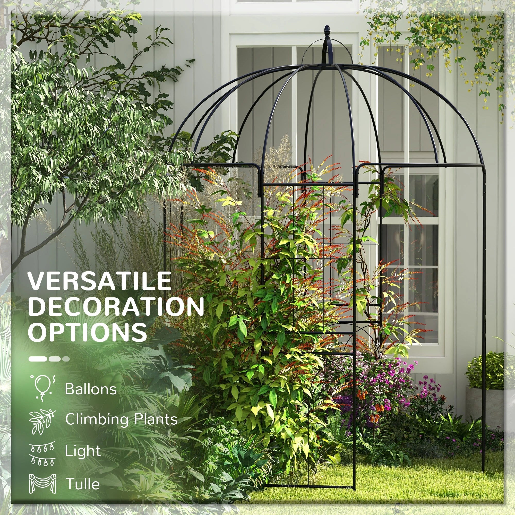 Birdcage Shape Arbour, Metal Garden Pergola for Climbing Plants Garden Arches at Gallery Canada