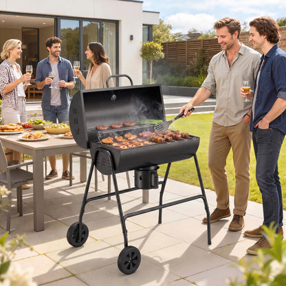 Charcoal BBQ Smoker, 420 sq.in. Cooking Area, Wheels, Ash Catcher, Black Charcoal BBQ Grils at Gallery Canada