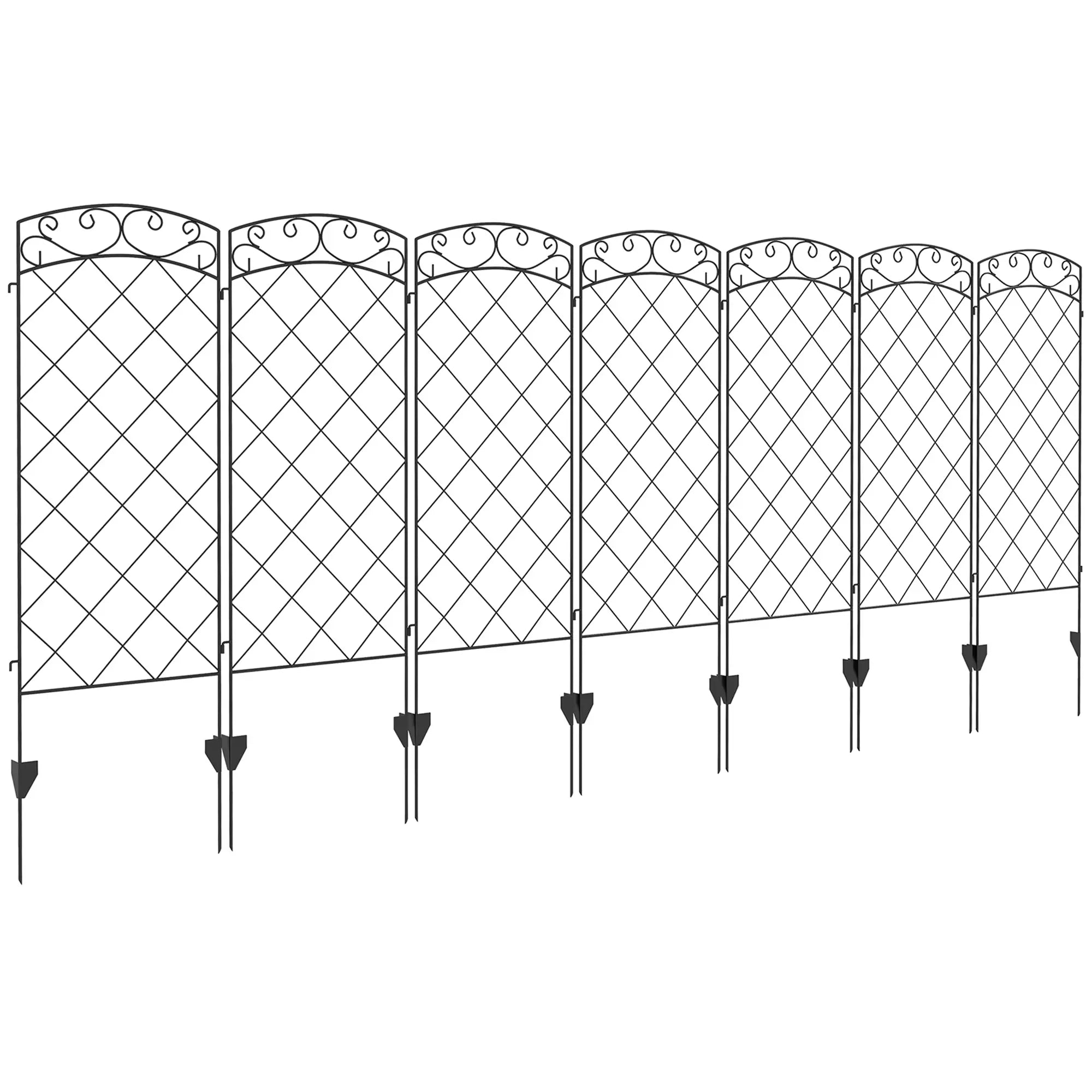 7 Pack Garden Fencing, Decorative Fence Panels, Animal Barrier, Flower Edging, Black Garden Fences at Gallery Canada