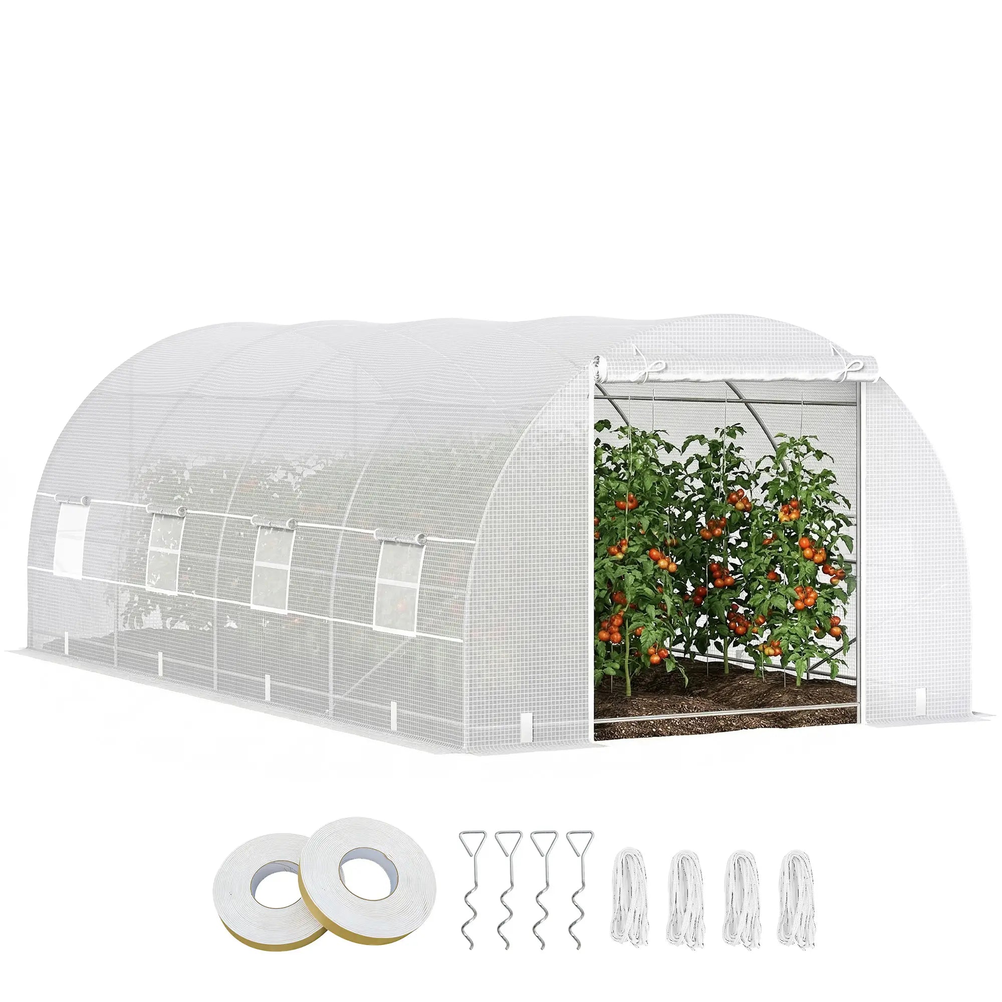 20x10x7ft Heavy Duty Walk-In Greenhouse, Outdoor Plant Grow House, White Tunnel Greenhouses Green at Gallery Canada