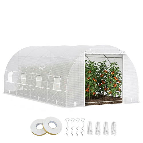 20x10x7ft Heavy Duty Walk-In Greenhouse, Outdoor Plant Grow House, White