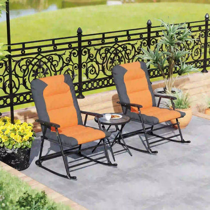 3-Piece Outdoor Foldable Rocking Chair Set, Orange Bistro Sets at Gallery Canada