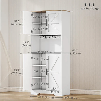Farmhouse Kitchen Pantry, 68" Freestanding Cabinet, White Kitchen Pantry Cabinets at Gallery Canada