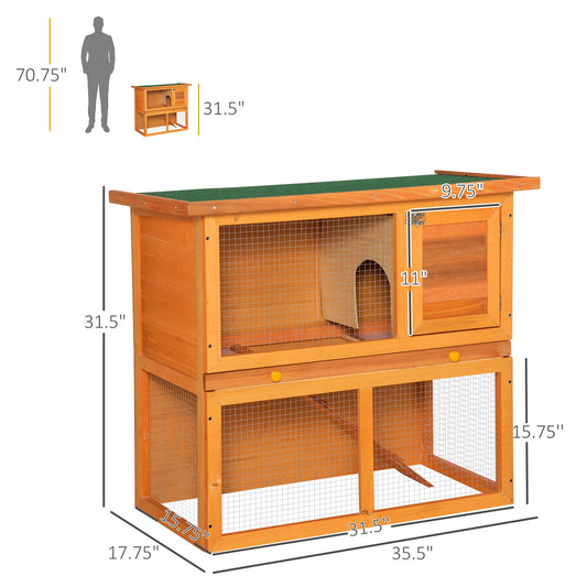 Wooden Rabbit Hutch Small Animal House Cage 2-Level w/ Run Backyard at Gallery Canada