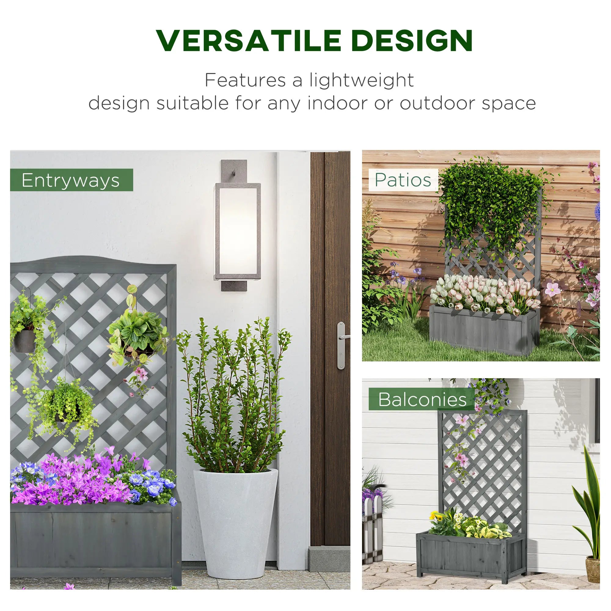 Wood Planter With Trellis, Raised Garden Bed, 28