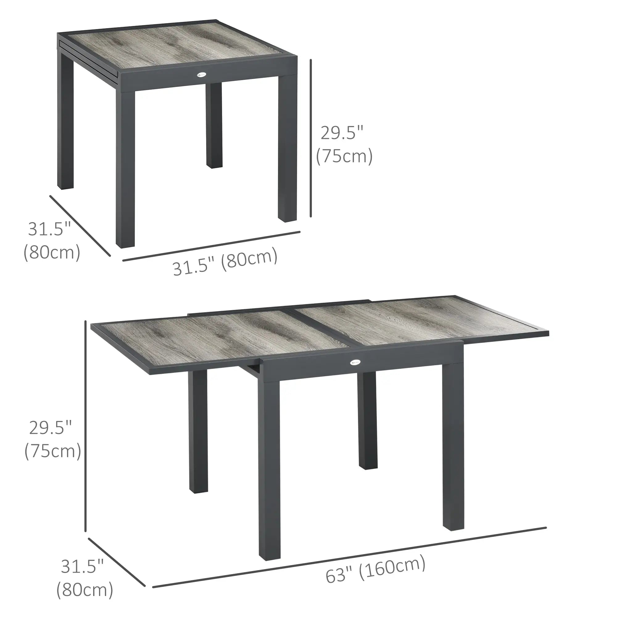 Extendable Dining Table, Rectangular Outdoor Table, Aluminum Frame, Plastic Top, Grey Patio Dinning Tables at Gallery Canada