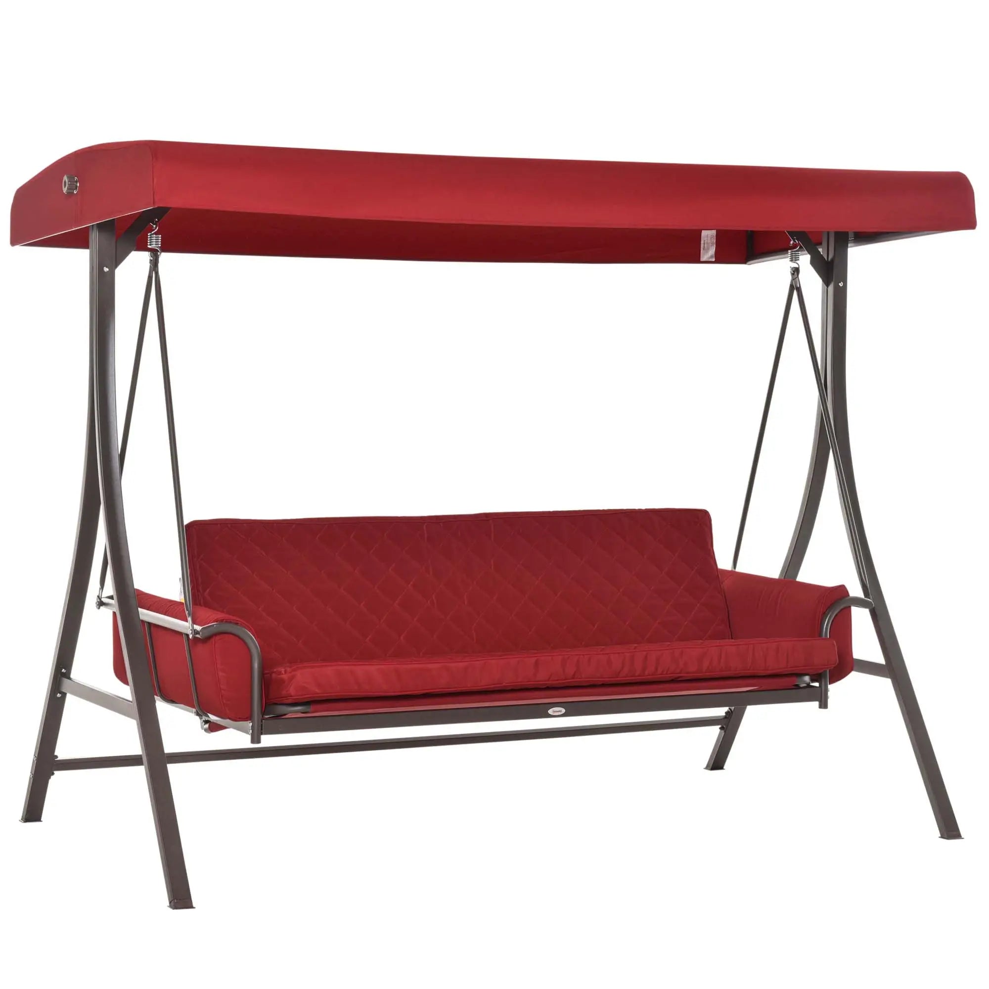 Porch Swing Bed, 3 Person, 2-In-1 Convertible Patio Bench With Canopy, Red Patio Swings with Stand Red at Gallery Canada