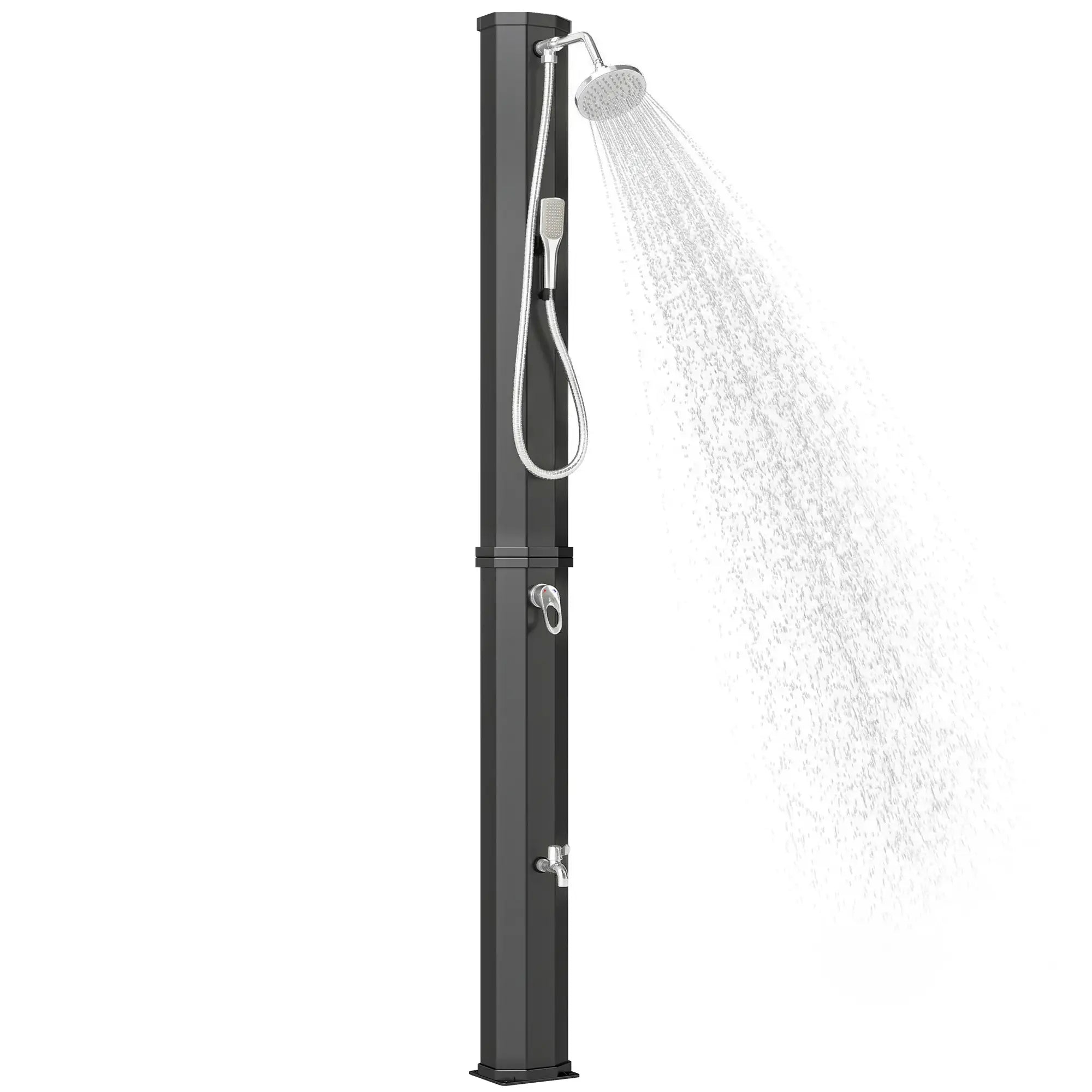 16 Gal Solar Heated Shower, 7.4 FT Outdoor Shower With 2 Heads Outdoor Swimming Pools & Hot Tubs at Gallery Canada