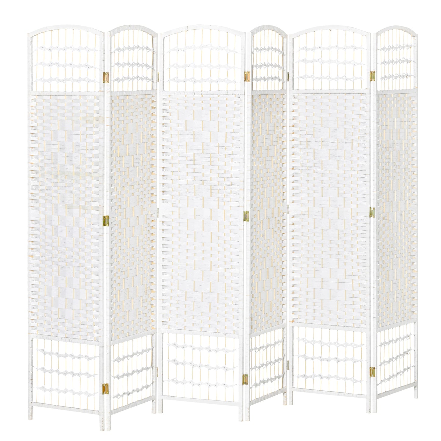 6 Panel Room Divider, 5.6 ft Tall, Folding Privacy Screen, White Room Dividers White at Gallery Canada