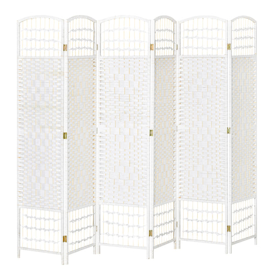 6 Panel Room Divider, 5.6 ft Tall, Folding Privacy Screen, White Room Dividers White at Gallery Canada