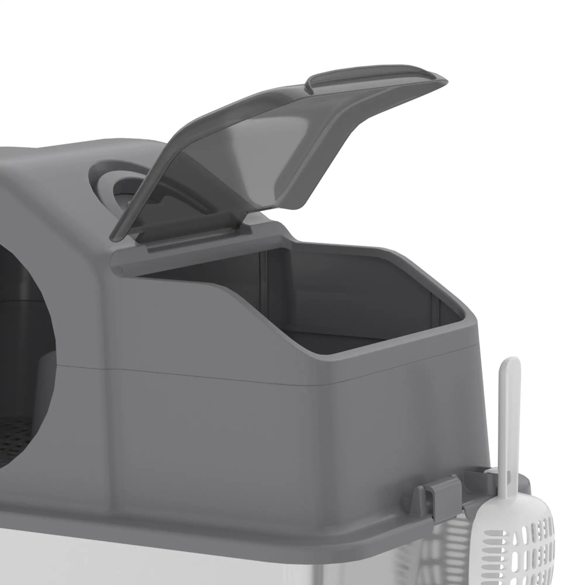 Extra Large Stainless Steel Cat Litter Box, High Sided, Dark Grey Cat Litter Box Enclosures at Gallery Canada