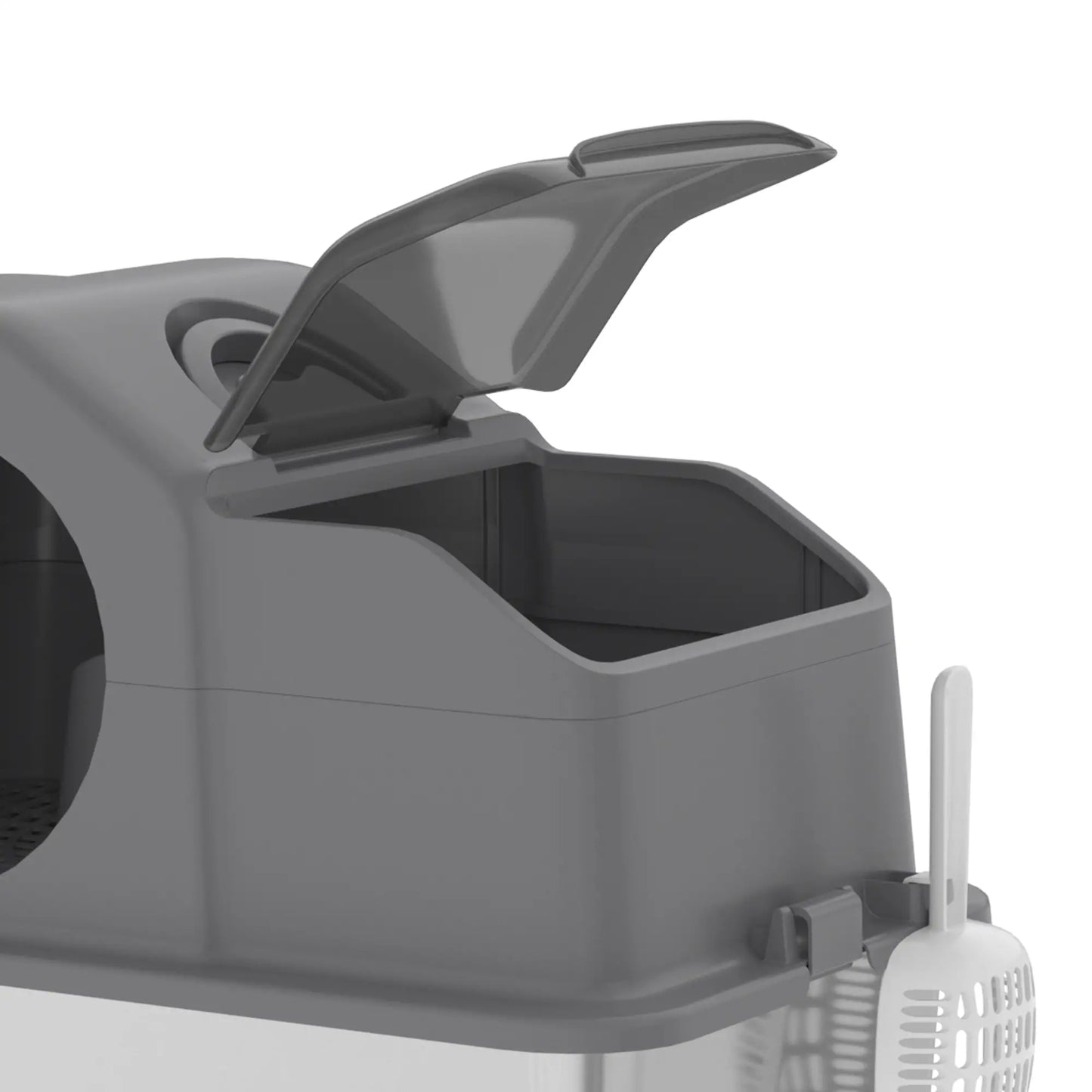 Extra Large Stainless Steel Cat Litter Box, High Sided, Dark Grey Cat Litter Box Enclosures at Gallery Canada