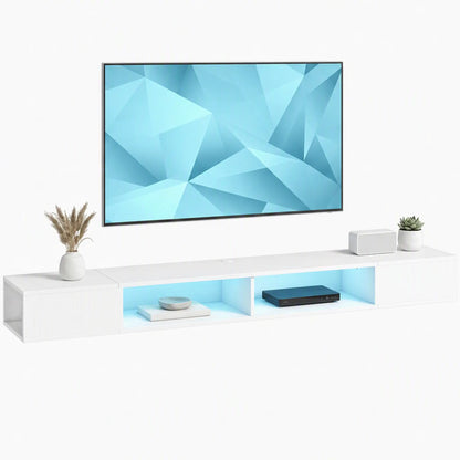 TV Stand with RGB LED Lights, Entertainment Center with Open Shelves for 75 Inch TV, White TV Stands at Gallery Canada