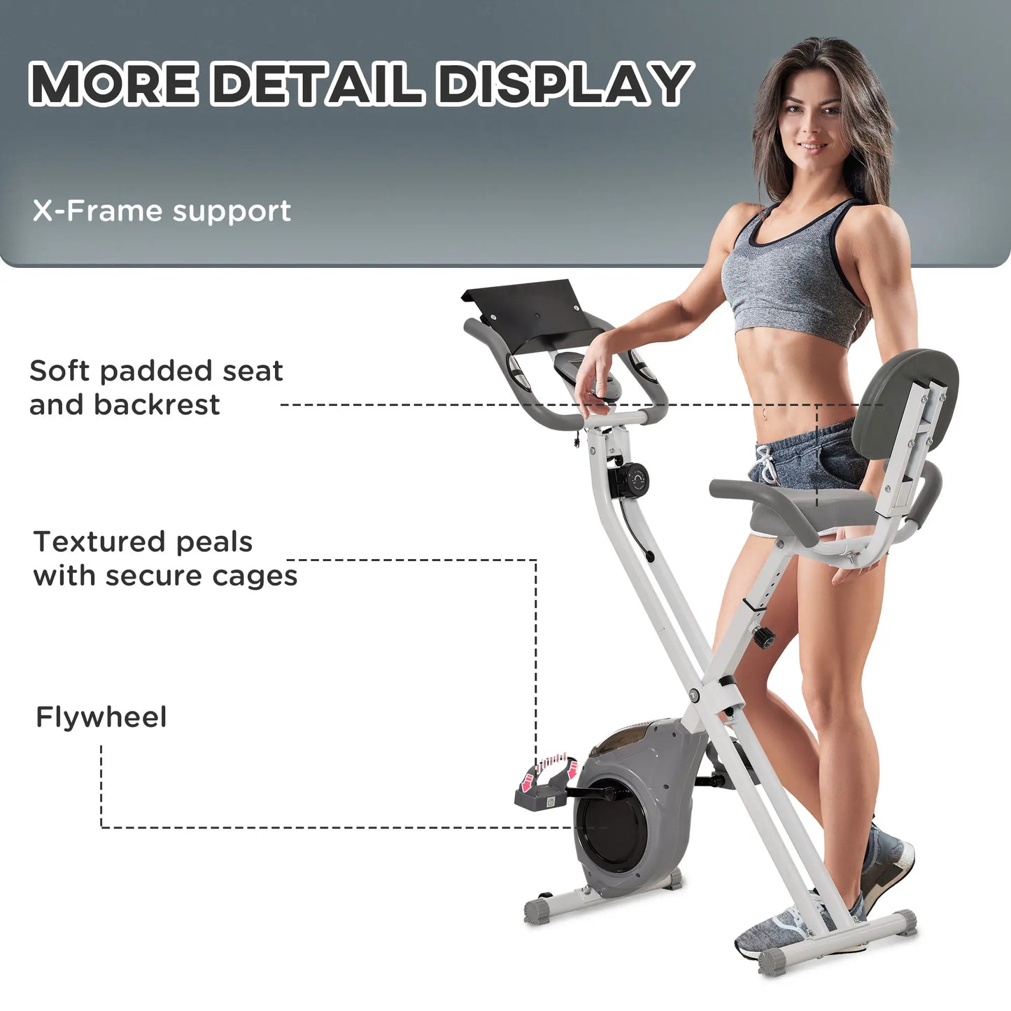 Folding Exercise Bike, 8-Level Magnetic Resistance, LCD Monitor, Grey Exercise & Stationary Bikes at Gallery Canada