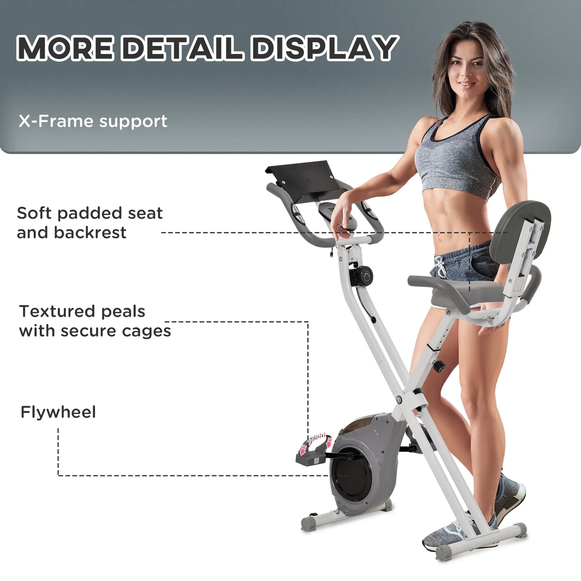 Folding Exercise Bike, 8-Level Magnetic Resistance, LCD Monitor, Grey Exercise & Stationary Bikes at Gallery Canada