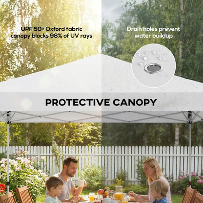 Tente à Dôme Pop-Up, Imperméable, 9,8' x 9,8', Avec Sac de Transport, Blanc