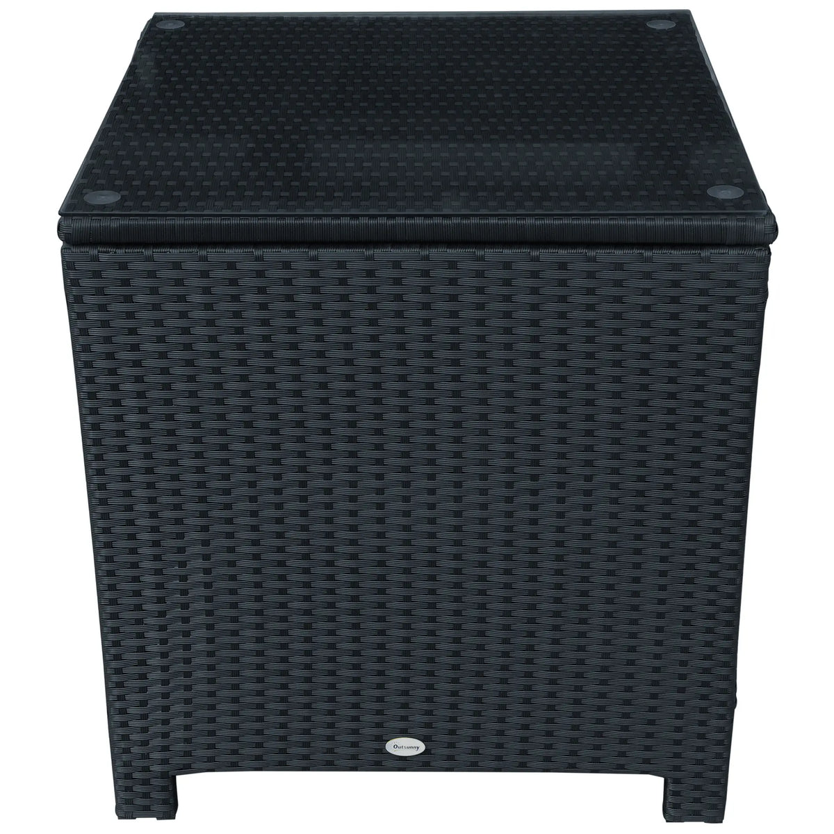 Rattan Side Table With Glass Top, Black Patio Side Tables at Gallery Canada