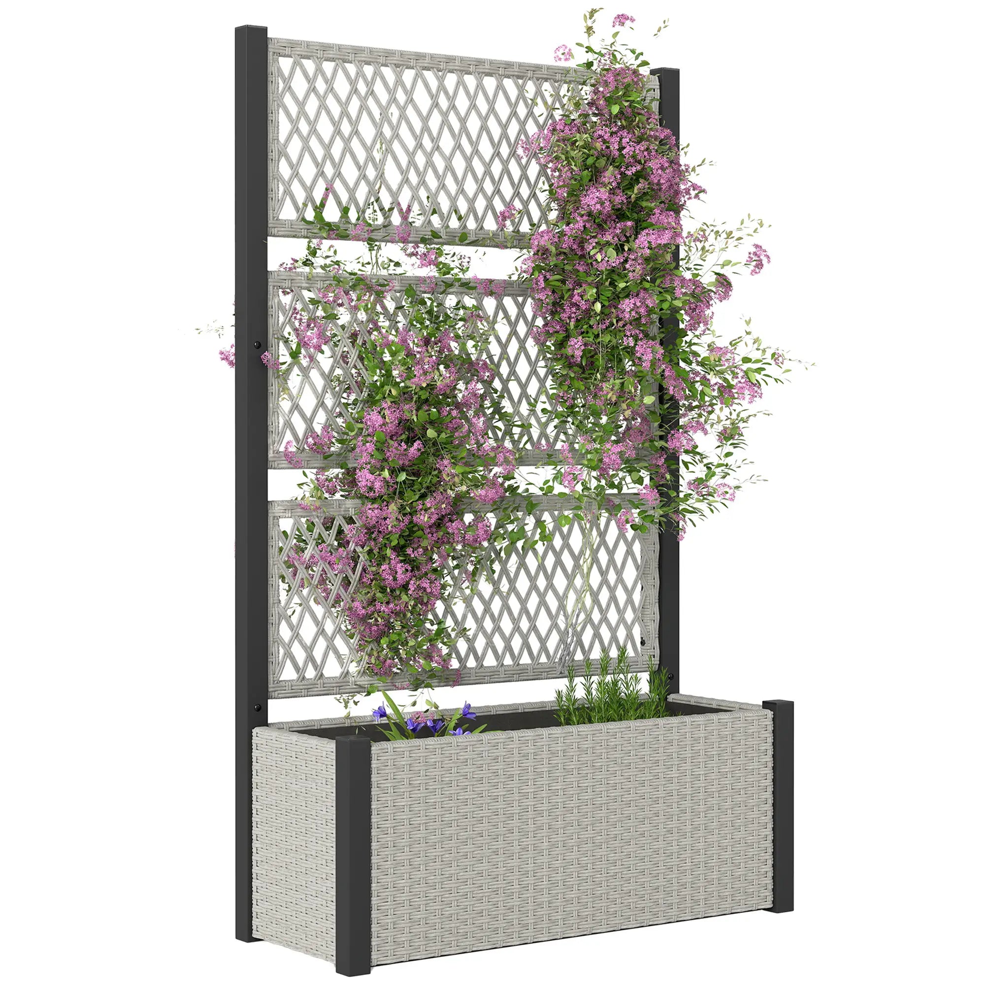 Wicker Outdoor Planter With Trellis, 58