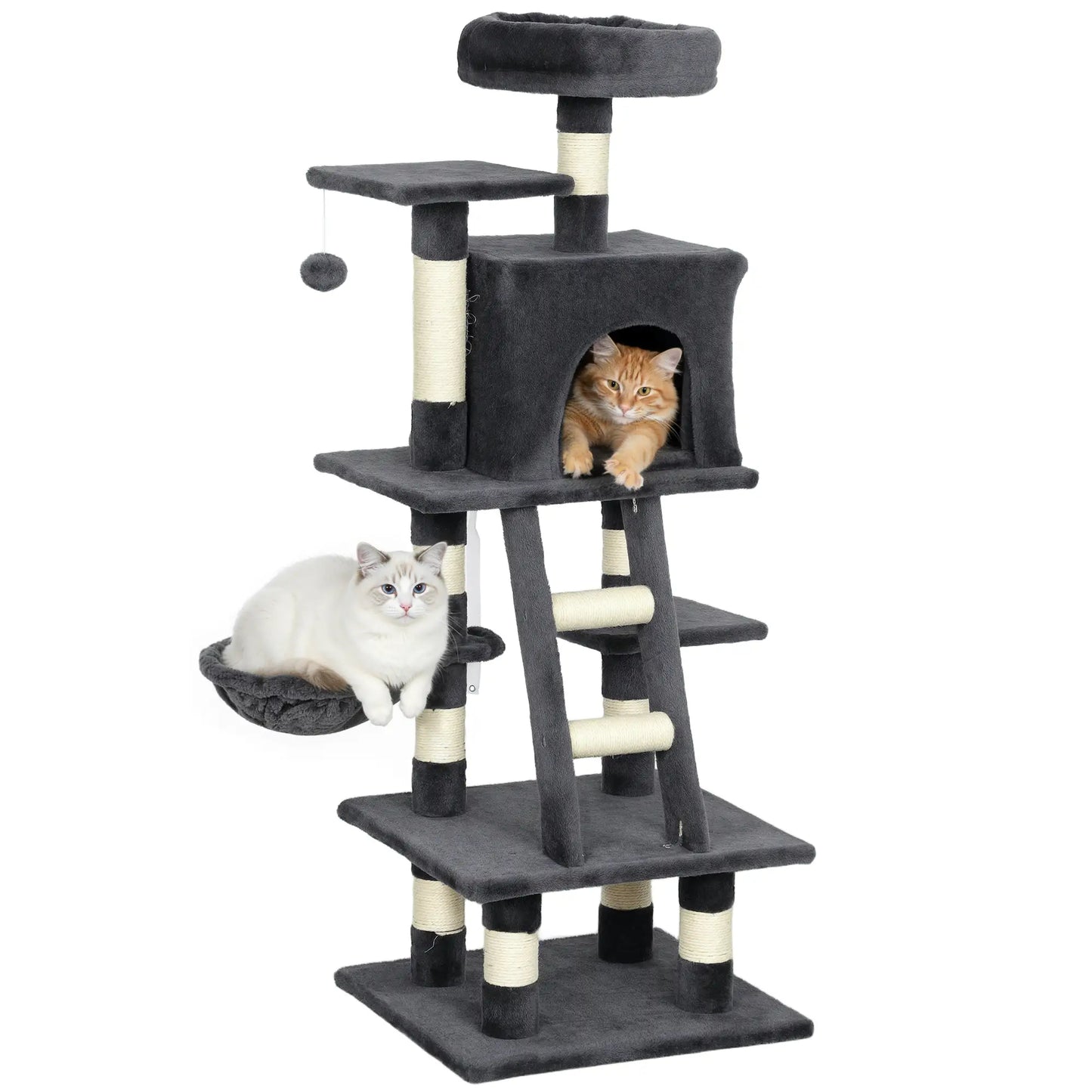 52 Inch Large Cat Tree, Dark Grey Cat Towers at Gallery Canada