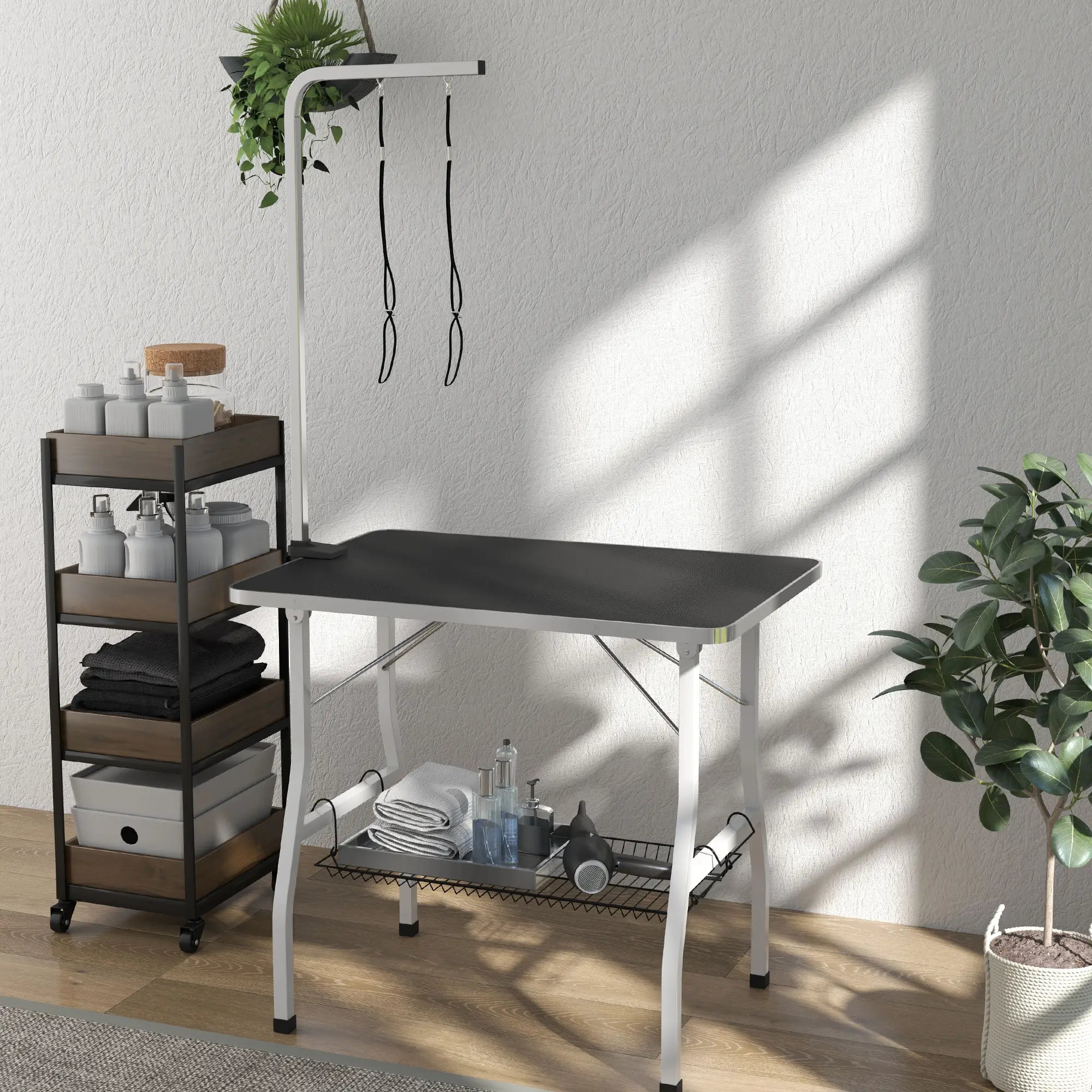 Dog Grooming Table, Adjustable Arm, Mesh Tray, 35