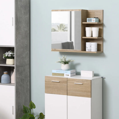 Medicine Cabinet with Mirror, Wall Mounted, 3 Open Shelves, Natural Mirror Medicine Cabinets at Gallery Canada