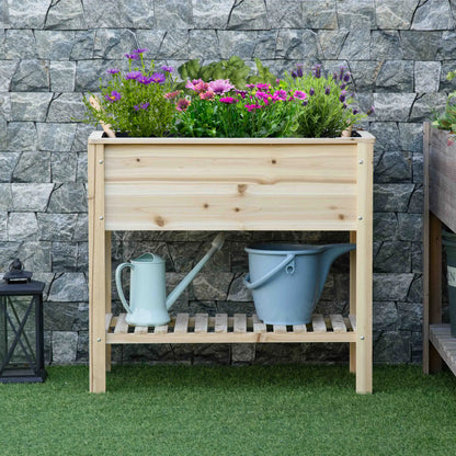 Elevated Planter Box with Storage, 36" x 16" x 32", Natural Elevated Garden Beds at Gallery Canada
