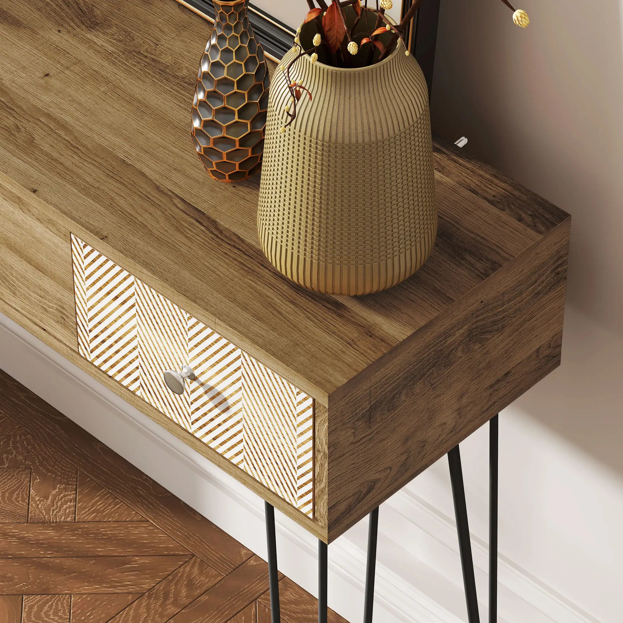 Narrow Console Table with Drawers, 35