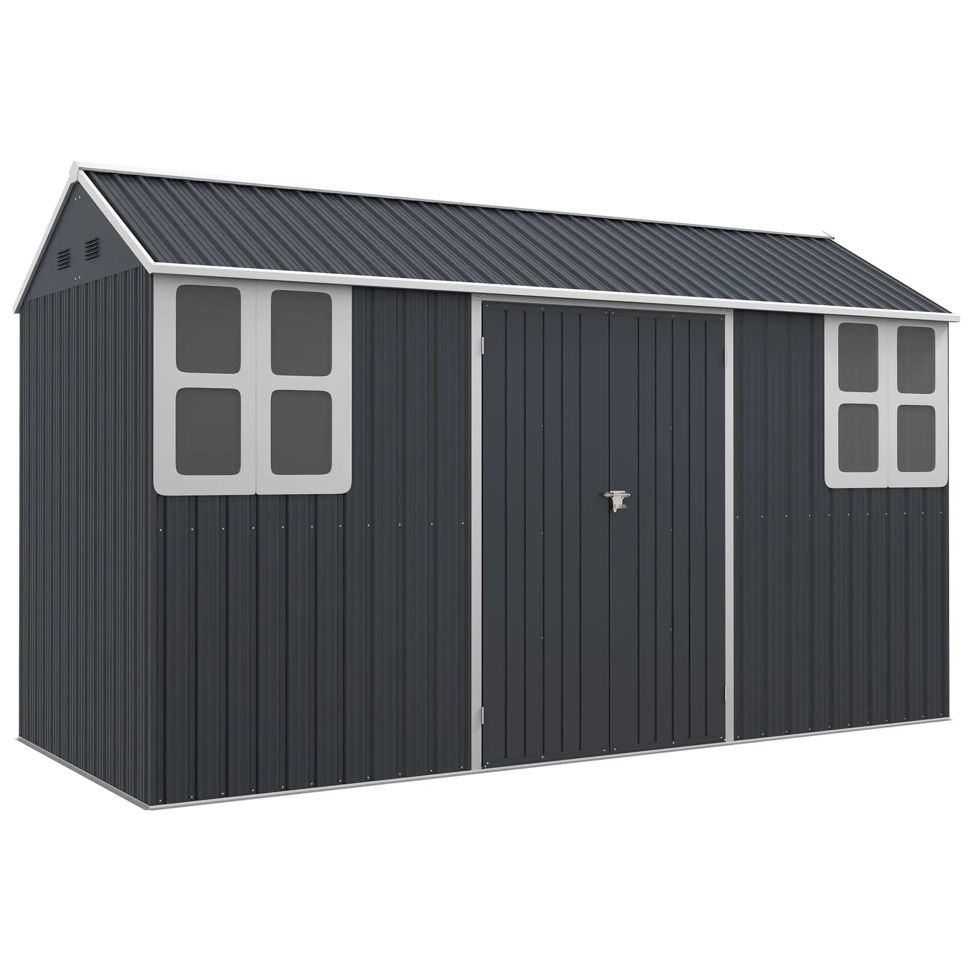 12' x 5.5' Metal Garden Shed, Outdoor Storage, Lockable Door, Dark Grey Sheds at Gallery Canada