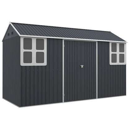 12' x 5.5' Metal Garden Shed, Outdoor Storage, Lockable Door, Dark Grey Sheds at Gallery Canada