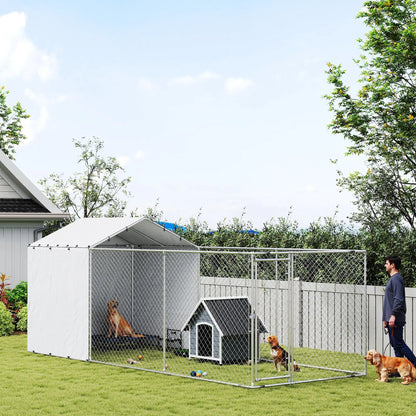 Galvanized Steel Dog Kennel, Waterproof UV-Resistant Cover, 19.7' x 7.5' x 7.5' Houses, Kennels & Pens at Gallery Canada