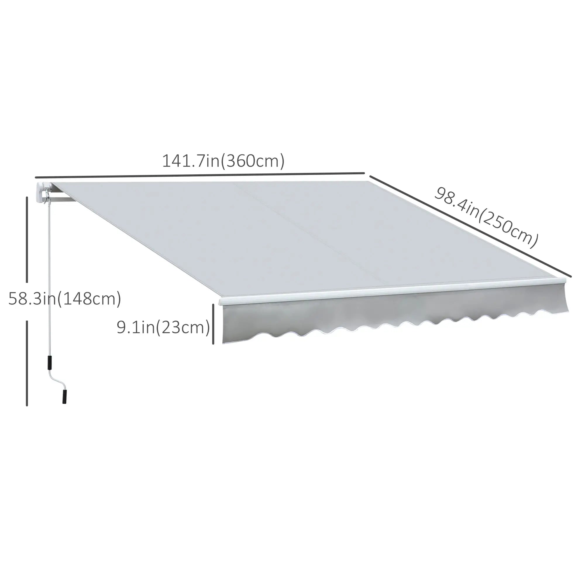 12' x 8' Retractable Awning, Manual Crank, UV Water-Resistant, Grey Deck Awnings at Gallery Canada