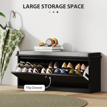 Upholstered Shoe Storage Bench with Flip Drawer, Adjustable Shelf, Fits 10 Pairs Shoe Storage Cabinets & Racks at Gallery Canada