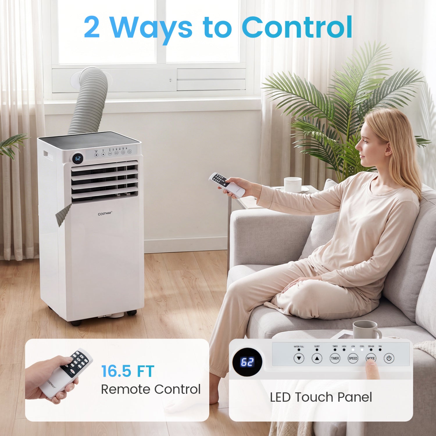 8000 BTU Portable Air Conditioner with Dehumidifier and 24H Timer, White Portable Air Conditioners at Gallery Canada