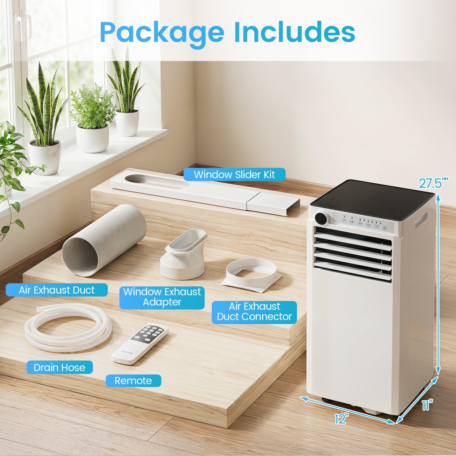 8000 BTU Portable Air Conditioner with Dehumidifier and 24H Timer, White Portable Air Conditioners at Gallery Canada