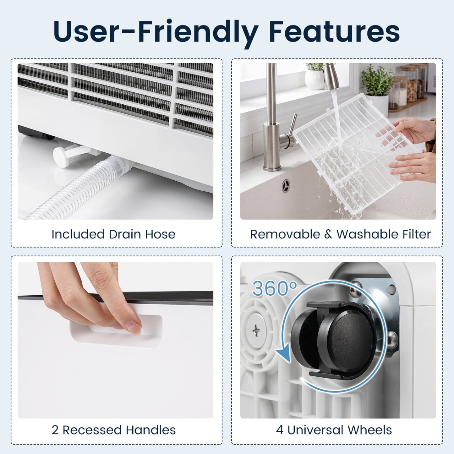 8000 BTU Portable Air Conditioner, Dehumidifier, 24H Timer, Black