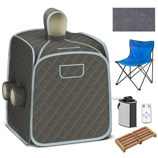 800W 2 Person Portable Steam Sauna Tent SPA with Hat Side Holes 3L Steamer, Gray Spa & Salon Gray at Gallery Canada