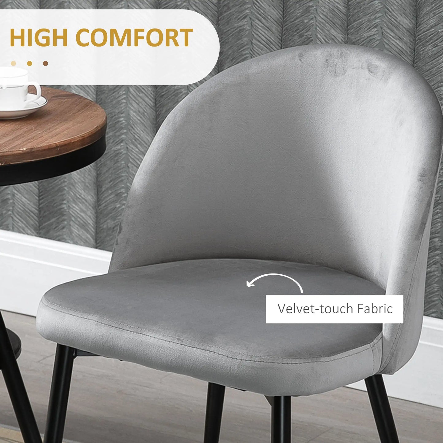 Modern Dining Chairs, Set of 4, Mid-Back Velvet Upholstery, Grey Dining Chairs at Gallery Canada