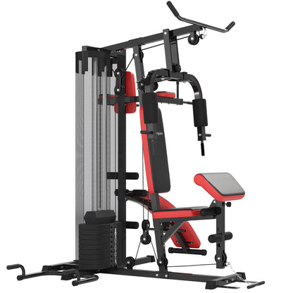 Home Gym Equipment, Workout Station with Bench, Push Up Stand, Dip Station, 99lbs Weights Power Towers Black at Gallery Canada