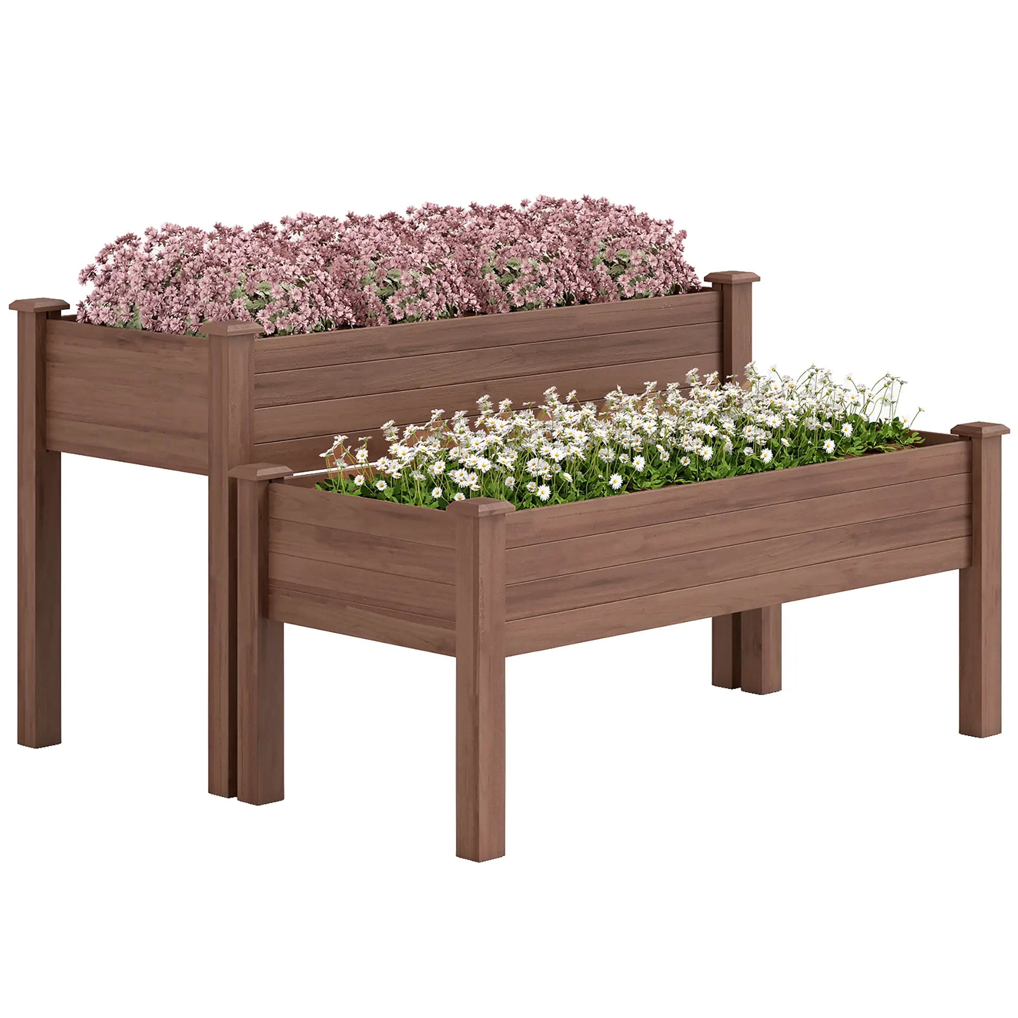 2 Tier Raised Garden Bed, Wooden Elevated Planter Box, Carbonised Raised Garden Beds at Gallery Canada