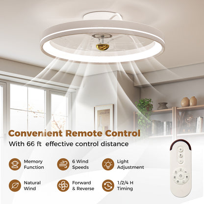 19 Inch Ceiling Fan Low Profile Flush Mount Fan with 3000-6500K Dimmable LED, White Ceiling Fans at Gallery Canada