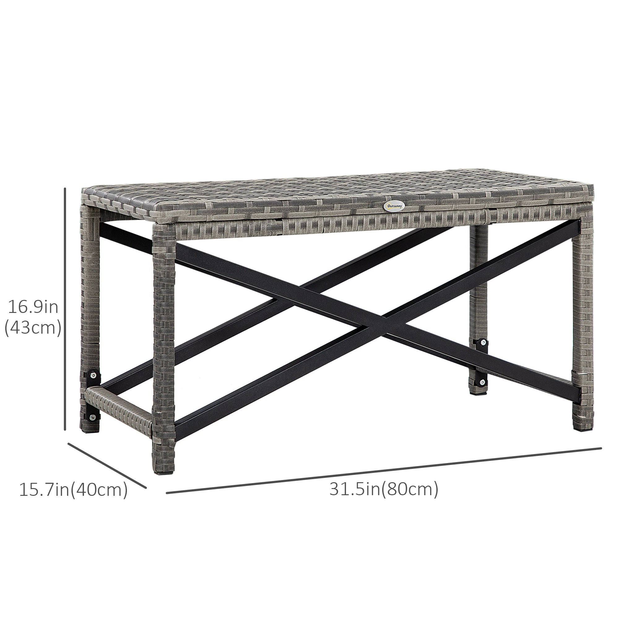 Wicker End Table, Outdoor PE Rattan Side Table, Plastic Board, Mixed Gray, Gray Patio Side Tables at Gallery Canada