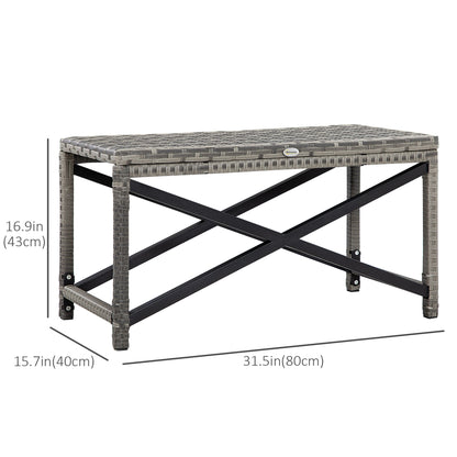 Wicker End Table, Outdoor PE Rattan Side Table, Plastic Board, Mixed Gray, Gray Patio Side Tables at Gallery Canada